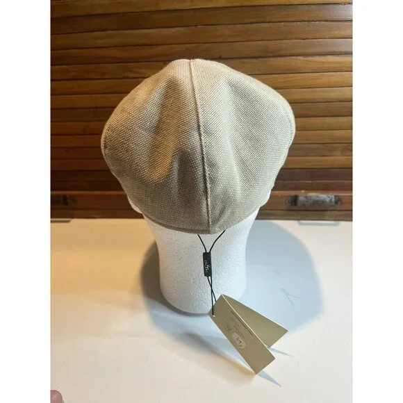 Stefeno Sport Handmade Jett Cotton Linen Newsboy Newsie Beige Hat Cap SZ 61 XL